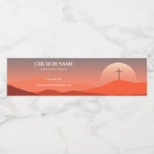 Serene Solace Zonsondergang Kerk Water Etiket (Enkel label)