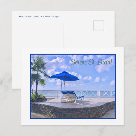SERENE ST. LUCIA/CHAISE DOOR HET ZEE BRIEFKAART (Voorkant / Achterkant)