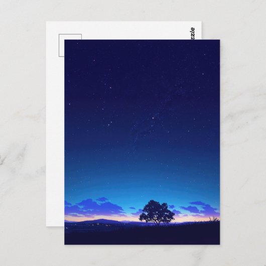 Serene Starry Night Tree Silhouette Briefkaart (Voorkant / Achterkant)
