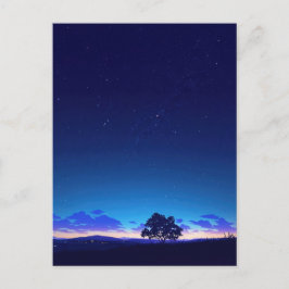 Serene Starry Night Tree Silhouette Briefkaart