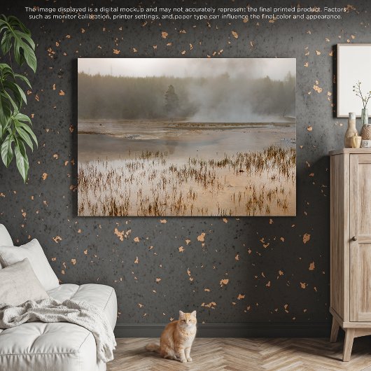 Serene Steam: een vredige Yellowstone-scène Canvas Afdruk