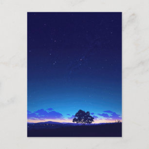 Serene Sterrennacht Boom Silhouet Briefkaart