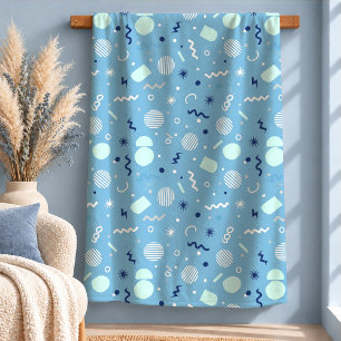 Serene Stofblauwe Geometrische Worpdeken Decoratie Sherpa Deken