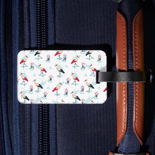 Serene Stork Sanctuary - Elegante vijverscène Bagagelabel (Achterkant Insitu 2)