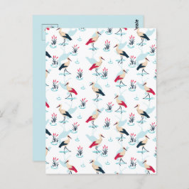 Serene Stork Sanctuary - Elegante vijverscène Briefkaart