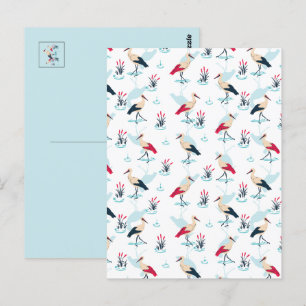 Serene Stork Sanctuary - Elegante vijverscène Briefkaart