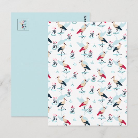 Serene Stork Sanctuary - Elegante vijverscène Briefkaart (Voorkant / Achterkant)