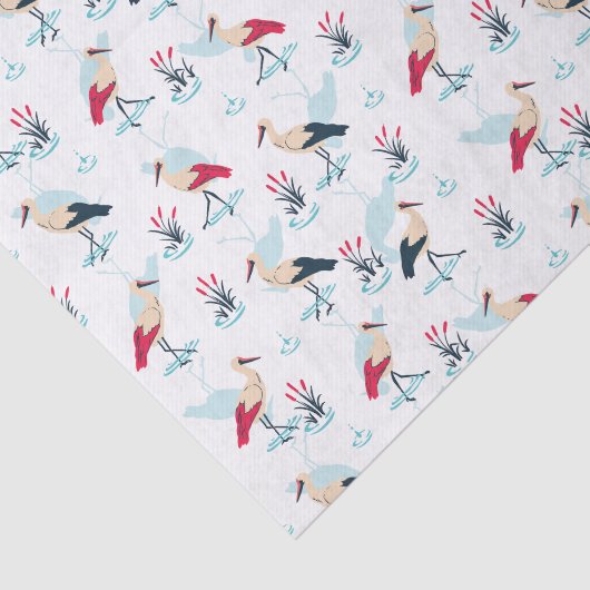 Serene Stork Sanctuary - Elegante vijverscène Tissuepapier (Detail)