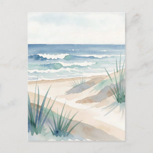 Serene Strandduinen Oceaan Aquarel Kust Briefkaart