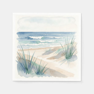 Serene Strandduinen Oceaan Aquarel Kust Servet