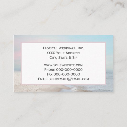 Serene strandscène met pastellucht visitekaartje (Achterkant)