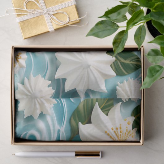 Serene strandscène met witte zeeschuim tissuepapier (Geschenk)