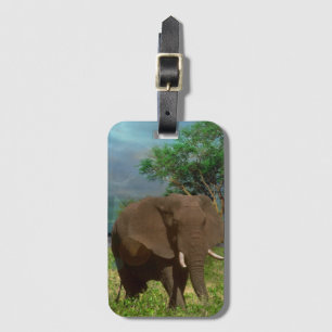 Serene Strength: The Bull Elephant Grazing Bagagelabel