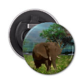 Serene Strength: The Bull Elephant Grazing Button Flesopener (Voorkant)