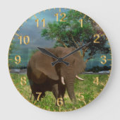 Serene Strength: The Bull Elephant Grazing Grote Klok (Voorkant)