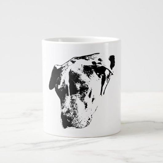 Serene Sun-Squint—Pitbull Mix Portrait Grote Koffiekop (Voorkant)