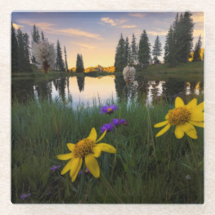 Serene Sunrise over een Colorado Pond Glazen Onderzetter