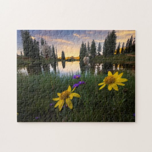Serene Sunrise over een Colorado Pond Legpuzzel (Horizontaal)