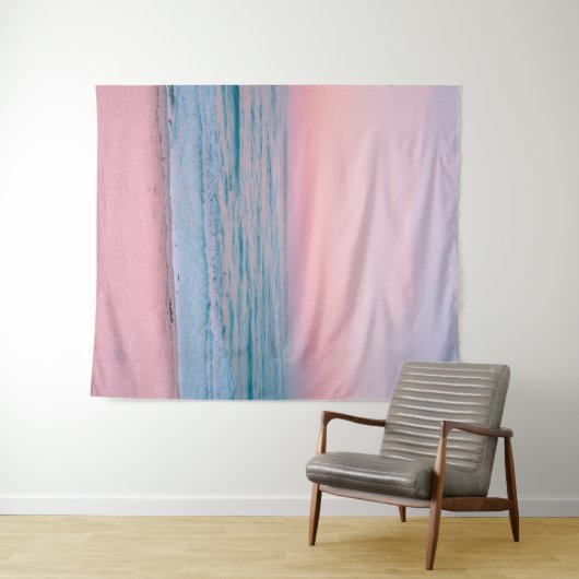Serene Sunset | Abstract blauw roze pastaafje Wandkleed (In Situ (horizontaal))