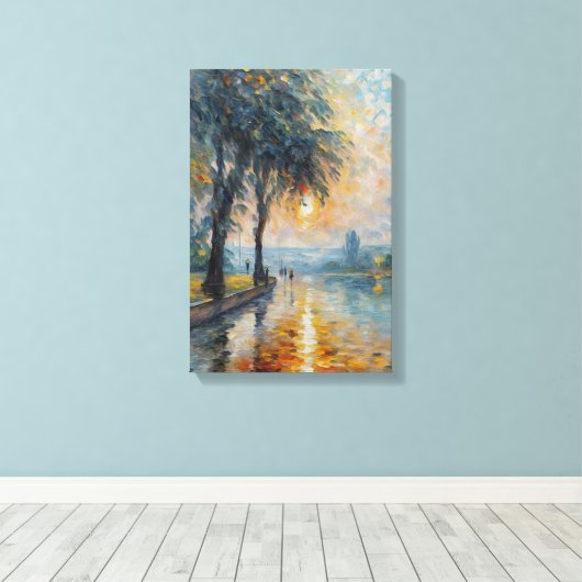 Serene Sunset beroemd gemaakt door Water Impressio Canvas Afdruk (Insitu (Houten vloer))