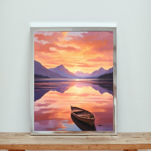 Serene Sunset Canoe Ride Foto Afdruk
