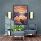 Serene Sunset Canoe Ride Foto Afdruk