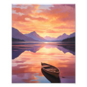 Serene Sunset Canoe Ride Foto Afdruk (Voorkant)