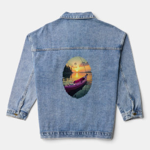 Serene Sunset Kayak: een moment van rust Gevist Denim Jacket