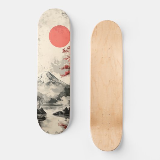 Serene Sunset Over Mount Fuji Persoonlijk Skateboard (Voorkant)