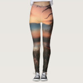 Serene Sunset Print Leggings met hoge taille – Nat (Voorkant)