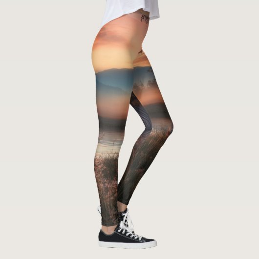 Serene Sunset Print Leggings met hoge taille – Nat (Rechts)