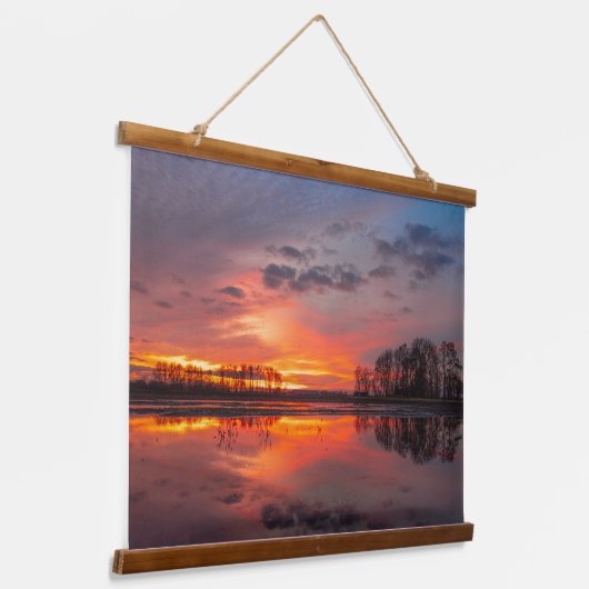 Serene Sunset Reflection Wall Art Hangend Wandkleed (Gebogen)