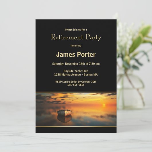 Serene Sunset Retirement Party Kaart (Staand voorkant)