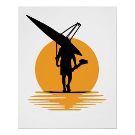 Serene Sunset Rowing: minimalistisch roeierssilhou Perfect Poster
