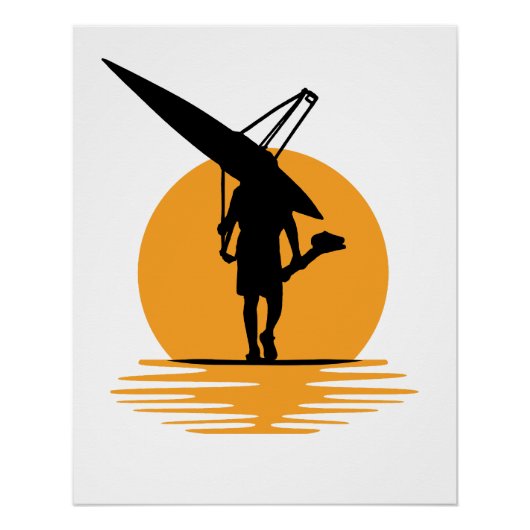 Serene Sunset Rowing: minimalistisch roeierssilhou Perfect Poster (Voorkant)