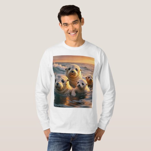 Serene Sunset Seals T-Shirt Design (Voorkant volledig)