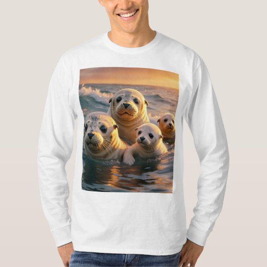 Serene Sunset Seals T-Shirt Design (Voorkant)