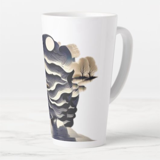 Serene Sunset Silhouette Latte Mok Design (Rechterhoek)