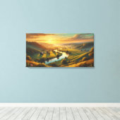 Serene Sunset Valley – Rustig Panorama Canvas Afdruk (Insitu (Houten vloer))