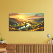 Serene Sunset Valley – Rustig Panorama Canvas Afdruk (Insitu (Woonkamer))
