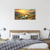 Serene Sunset Valley – Rustig Panorama Canvas Afdruk (Insitu (Slaapkamer))