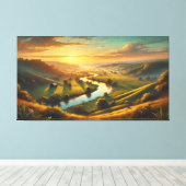 Serene Sunset Valley – rustig panoramisch Canvas Afdruk (Insitu (Houten vloer))