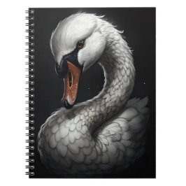 "Serene Swan" Floral Art Spiral Notebook Notitieboek