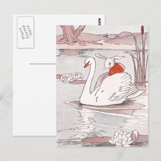 Serene Swan Gives Rabbit a Lift Briefkaart (Voorkant / Achterkant)