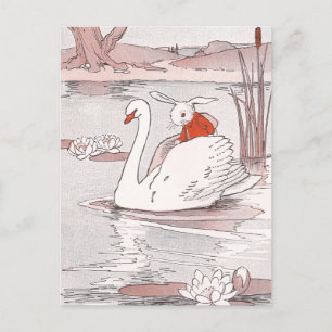 Serene Swan Gives Rabbit a Lift Briefkaart