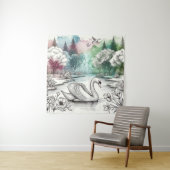 Serene Swan Lake Park 2 Wandkleed (In situ)