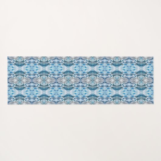 Serene symmetric ice blue abstract pattern yogamat (Achterkant (horizontaal))