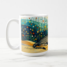 Serene Tabby Cat in Whimsical Wildflower Meadow Koffiemok