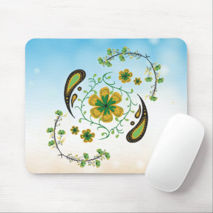 Serene Taiji Bloemen – Zachte groene en gouden blo Muismat
