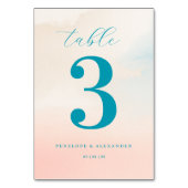 Serene Teal Aquarel Nummer Kaart (Achterkant)